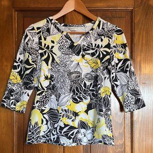 Christopher & Banks Vintage Women's 3/4 Sleeve Floral Top
